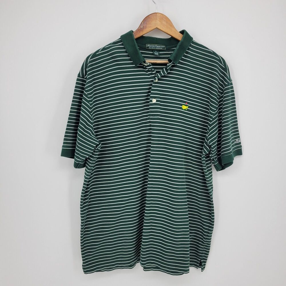 Masters Collection Golf Polo Shirt Mens Large Green Stripes Augusta National